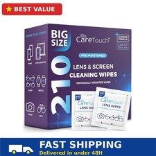 Care Touch Lens Wipes for Eyeglasses, 210 Count Pre-Moistened Individually