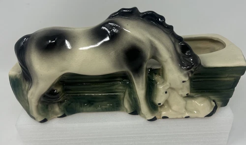 Vintage 50s Brush McCoy Mare Horse with Foal Planter 11 x 5" Excellent Condition