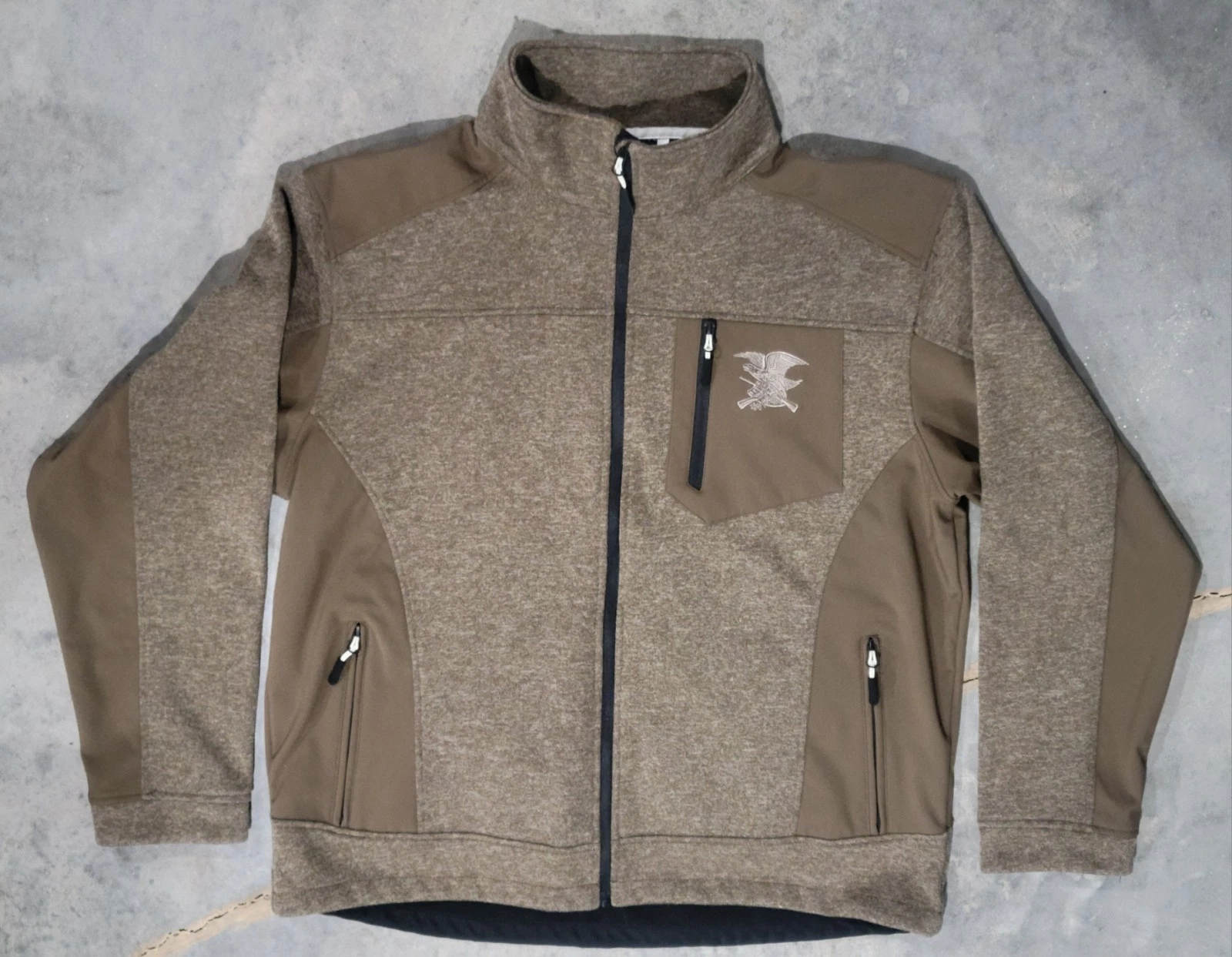 NRA Polyester Soft Shell Full Zip Up Fleece Lined Jacket Size XL - Brown