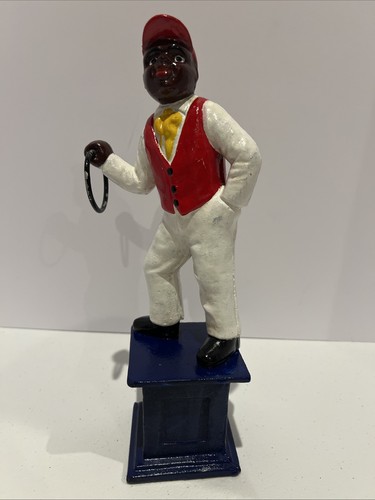 Vintage Cast Iron Hitching Post Horse Jockey “Jocko Graves” Vintage Door Stop