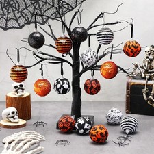   16PCS Halloween Ball Ornaments 2" Pumpkin Ghost Spider Tree Hanging Decoration