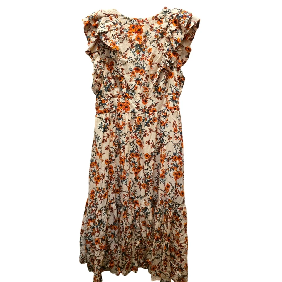 Chelsea 28 Floral Ruffle Sleeve Organic Cotton Midi dress Size XL - Image 3 of 4