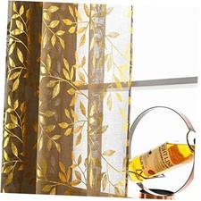 Sheer Curtains 84 Inches Long 2 Panels 52"W x 84"L Pack of 2 Gold and Taupe