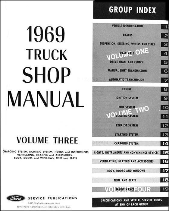 1969 Ford Truck ORIGINAL Shop Manual 4 Vol Set Pickup Van Bronco Repair Service