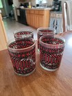 VINTAGE  Set of 4 Happy Holidays Cera Houze Stained Glass Tumblers MCM Barware — photo 3
