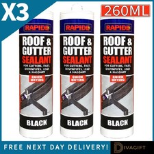 3 x BLACK ROOF & GUTTER SEALANT 260ML FOR LEAKS ROOF REPAIR WATERPROOF FAST DRY