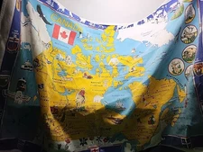 Vintage Unique Canadian Cloth Map