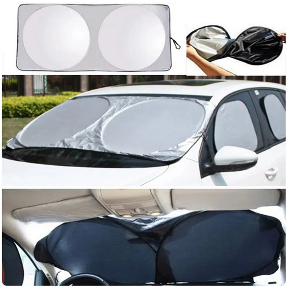 Cubiertas protectoras de coche visera plegable bloque UV parabrisas delantero trasero ventana parasol Foto 2 de 4