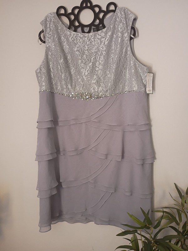New Jessica Howard Tiered Chiffon Lace Dress, Mother Of The Bride Layered 22w
