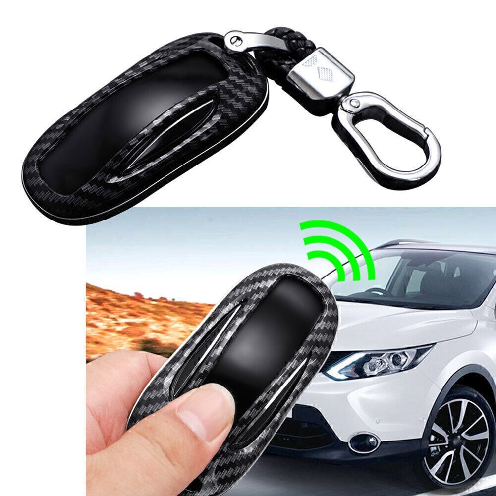 Smart Key Fob Case Cover Accessories Fit Tesla Model X Car Carbon Fiber