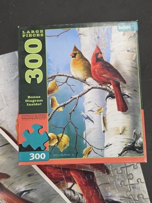 Cardinals and Birch 300 pc Puzzle Hauptmann Brothers Large Pieces 