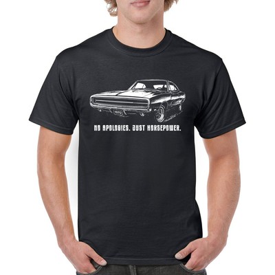 No Apologies Just Horsepower T-shirt Vintage '70 Muscle Car Classic Men's Tee