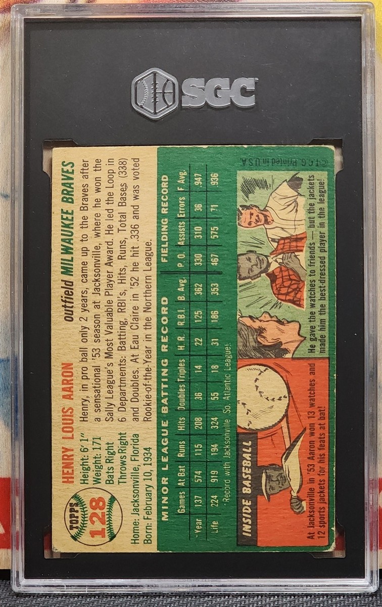 HANK AARON 1954 Topps Baseball #128 RC ROOKIE SGC *STUNNER