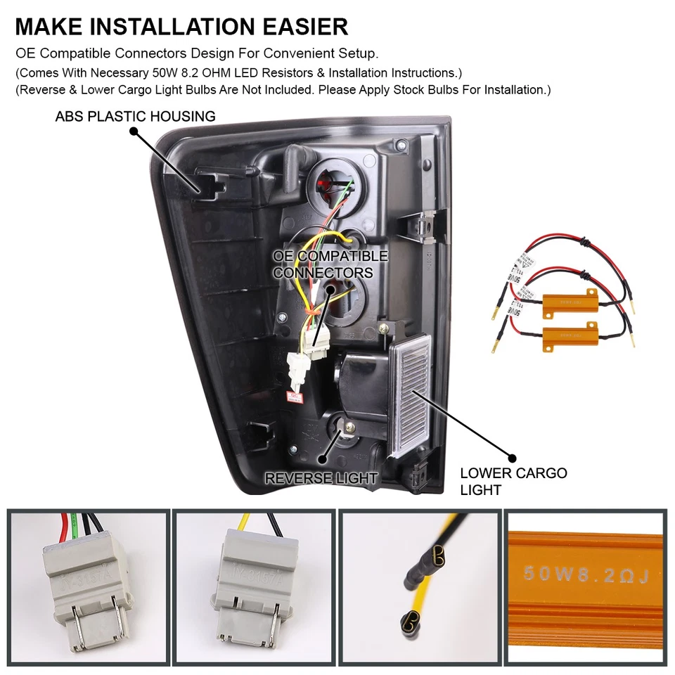 Jet Black Fits 2004-2015 Titan LED Tube Tail Lights Brake Lamp Left+Right 04-15 Foto 4 de 4
