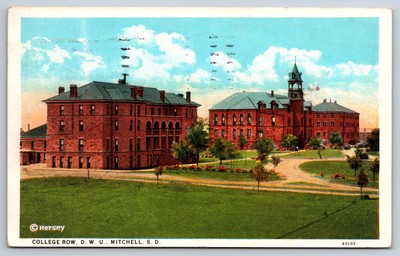 1941 Mitchell, SD Postcard - College Row at DWU, Mitchell, SD