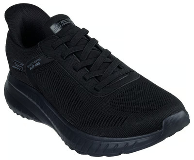 NEW MENS SKECHERS SLIP INS BOBS SPORT SQUAD CHAOS SOLID STEP Black KNIT