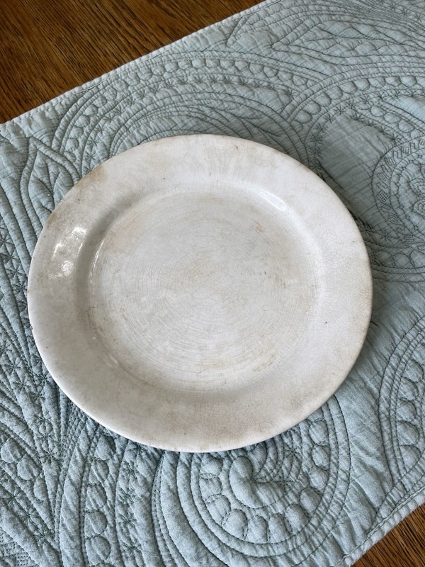 Antique Ironstone Plate Stained and Crazed Patina Farmhouse Rustic