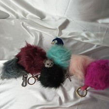 ASSORTED POM POM KEYCHAIN PURSE CLIP LOT OF 6