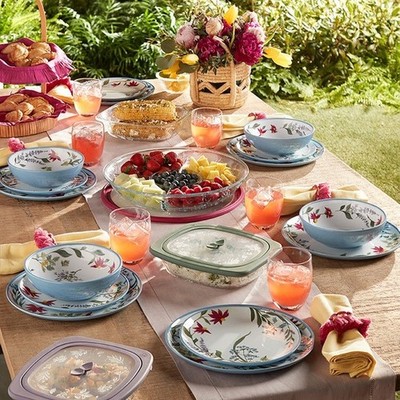 食器 princess Princess House Wildflower 12-Piece Melamine Dinnerware Set (10090