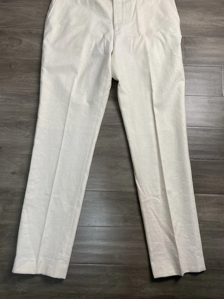 SUITSUPPLY Brescia Traje Pantalones Int Hombre 36x33 Marfil Lino Algodón Tessuti Foto 2 de 4