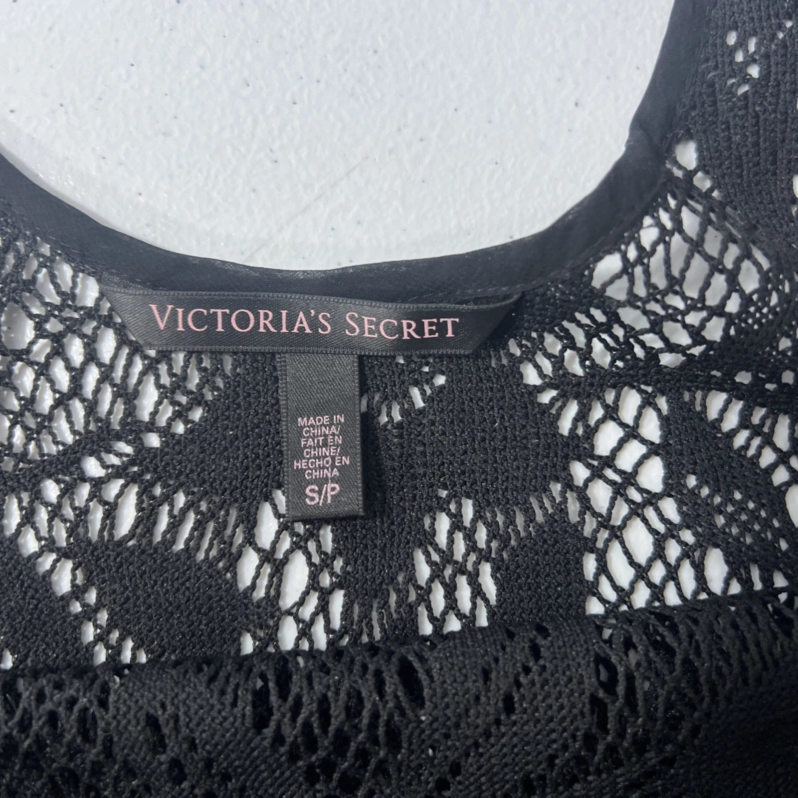 UNDERCOVER Abito Victorias Secret donna SP nero frange copricostume da bagno spiaggia vacanze