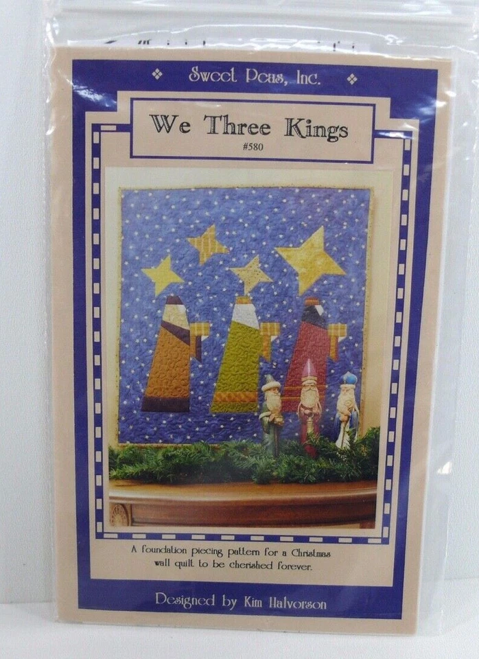 Juego de 3 patrones de colchas de Navidad nosotros tres reyes muñeco de nieve Papá Noel tapices Foto 4 de 4