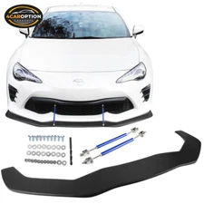 Fits 17-18 Toyota 86 Front Splitter Lip W/ Hardware Matte Black PP & Blue Rods