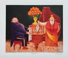 Toni Goffe ORANGE DIVA Hand Signed Limited Edition Giclee Art PIANO OPERA SINGER