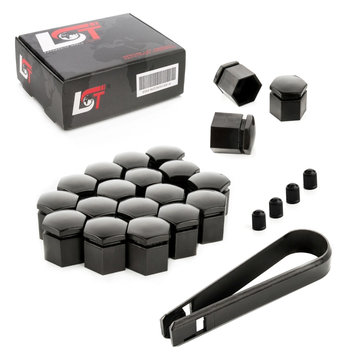 20X Wheel Nut Caps Set Black 17 Mm For LANCIA
