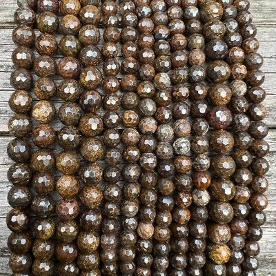 Echte facettierte Bronzit 6mm Edelstein perlen 39cm Strang DIY Schmuck Armband - Bild 1 von 4