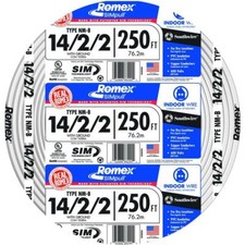 southwire wire 250-ft 14/2/2 solid romex simpull cu nm-b w/g