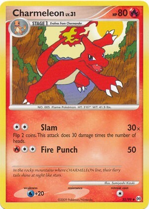 Pokemon Platinum Arceus 35/99 Card Uncommon Charmeleon