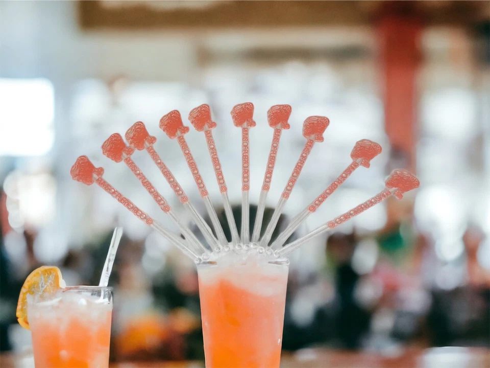 10 Rums Of Puerto Rico Vintage Swizzle Sticks Orange Cocktail Plastic Stirrers - Image 1 of 4
