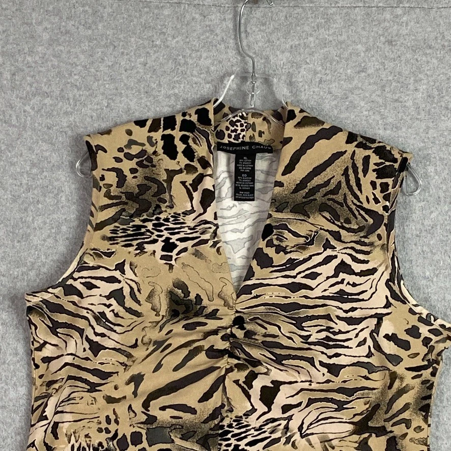 Josephine Chaus Top Womens XL Brown Animal Print V Neck Sleeveless Knit Pullover - Image 2 of 4