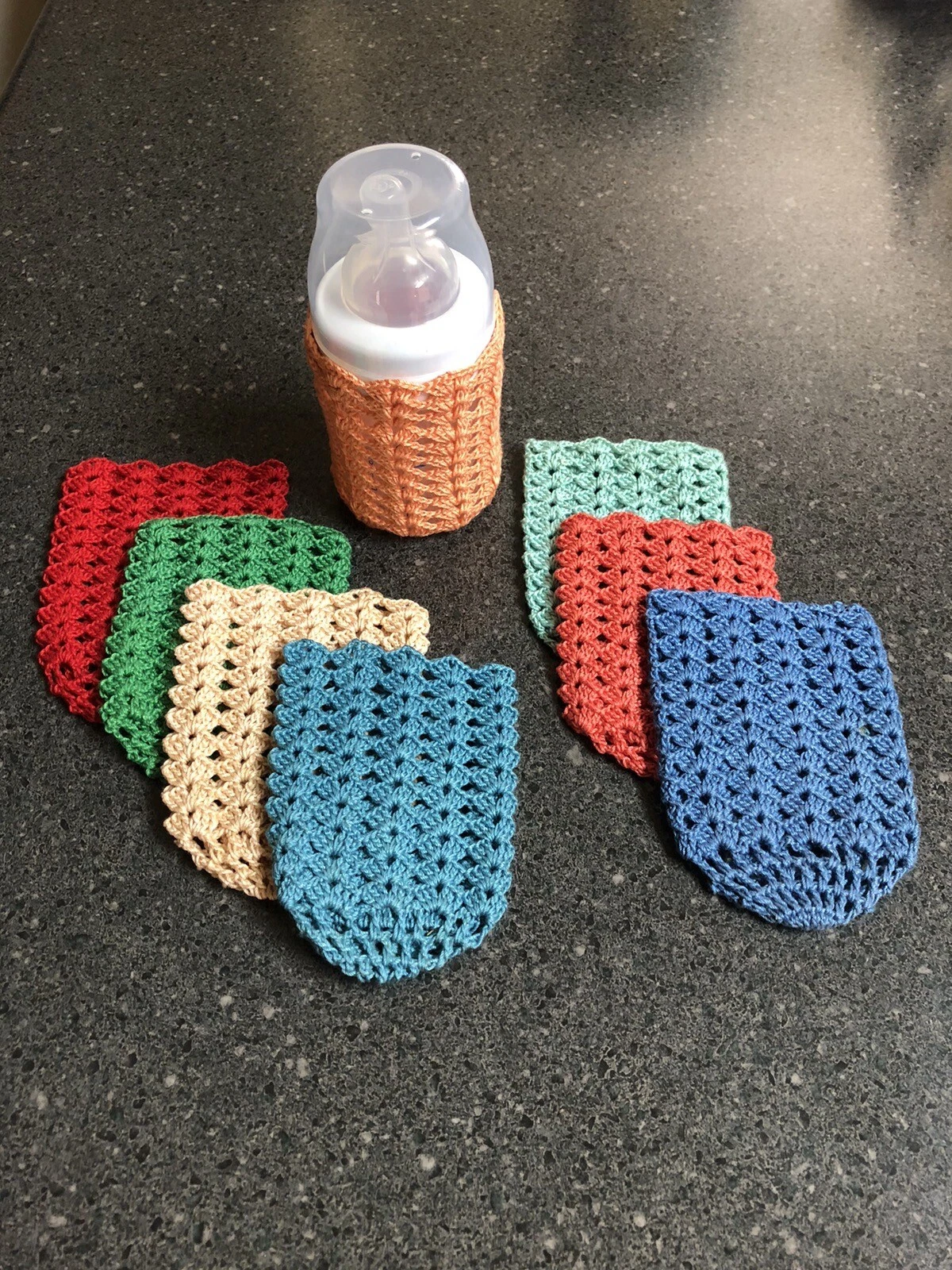 Vintage Hand Crocheted Baby Bottle Holders/Huggies Set of 8