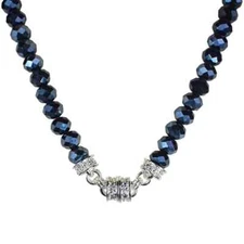 KIRKS FOLLY Divine Beaded 10mm  Magnetic Necklace SST / Black Silk
