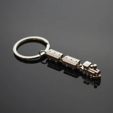 Silver Metal 3D Car Locomotive Train Engine & Cars Keyring Keychain Key Chain 