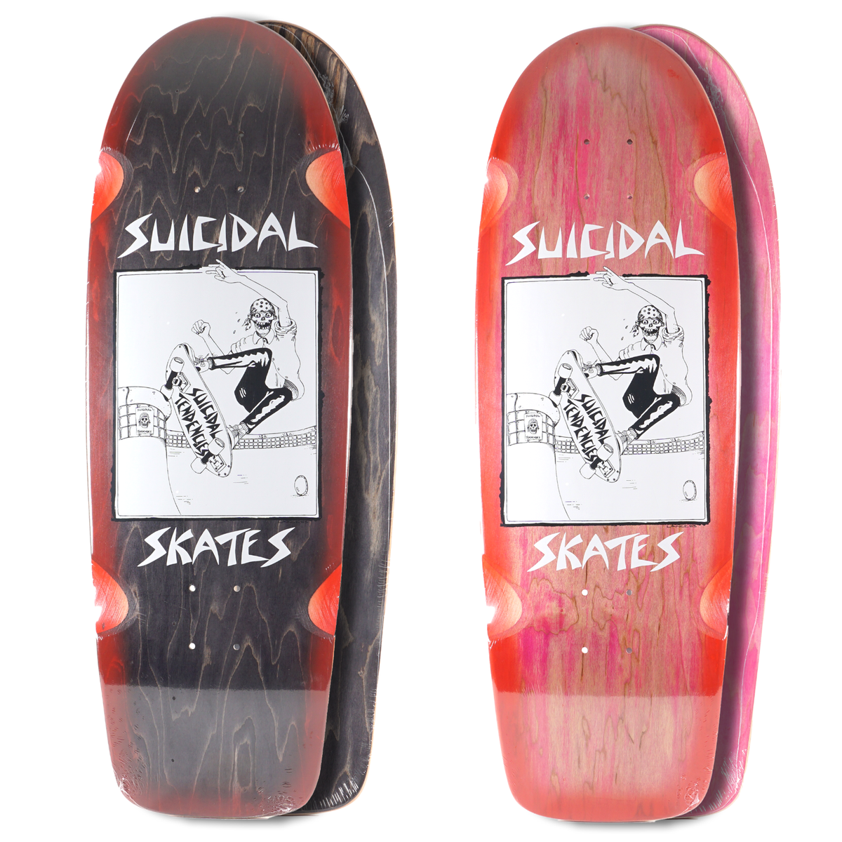 Suicidal Skates 70s Rider Shape Pool Skater Red Fade OG Shape
