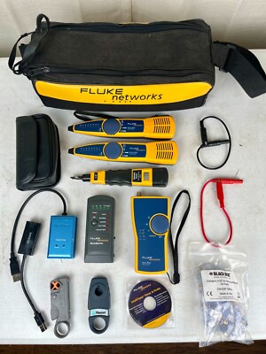 Fluke Networks kit with (2) intellitone 200 probes, toner, micro-mapper, etc