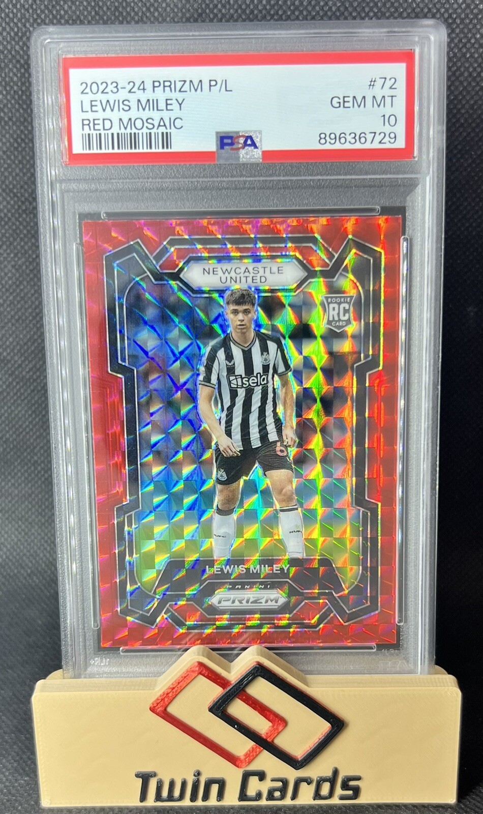 2023-24 Panini Prizm EPL Lewis Miley Red Mosaic Prizm #72 PSA 10