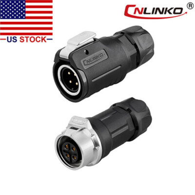 CNLINKO 4 Pin M16 Size Power Connector, Cable to Cable, Outdoor Waterproof IP67