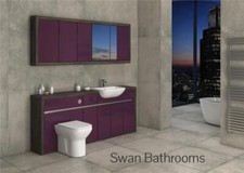 MALI WENGE / AUBERGINE GLOSS BATHROOM FITTED FURNITURE WITH WALL UNITS 2000MM