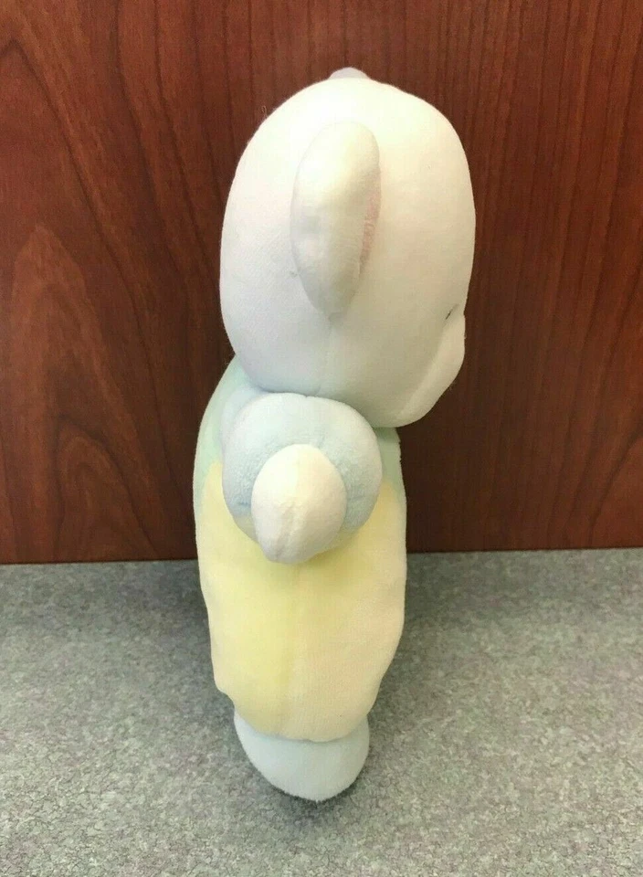 Vintage Soft Dreams Urso Branco 8” Pelúcia Bebê Chocalho Bloco de Cor Pastel - Imagem 2 de 4