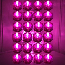 QTY 24 PINK LED Submersible Underwater Tea lights TeaLight Flameless FREE SH