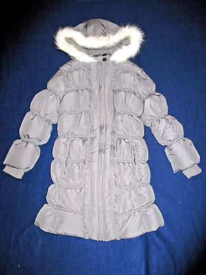 NWT GYMBOREE Penguin Chalet Gray Long Hooded Puffer Winter Jacket Girls 3-4 XS 