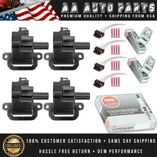4x lgnition Coil & 4 NGK Spark Plug & 4 Connector for Chevrolet Pontiac Cadillac