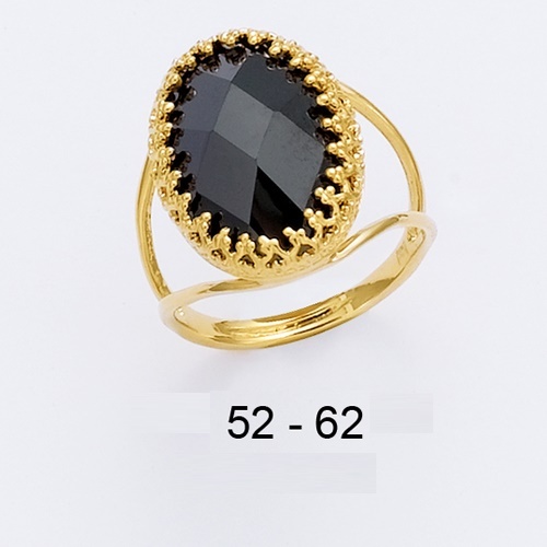 Bagues Dolly-Bijoux T50 à 64 – Camée Ovale Bleue, Zircon, Plaqué Or 18K