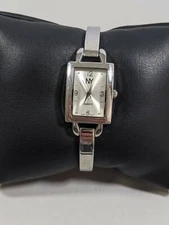 NY Silver Tone Rectangle Case Bar Style Bracelet Band Watch 7 Inch