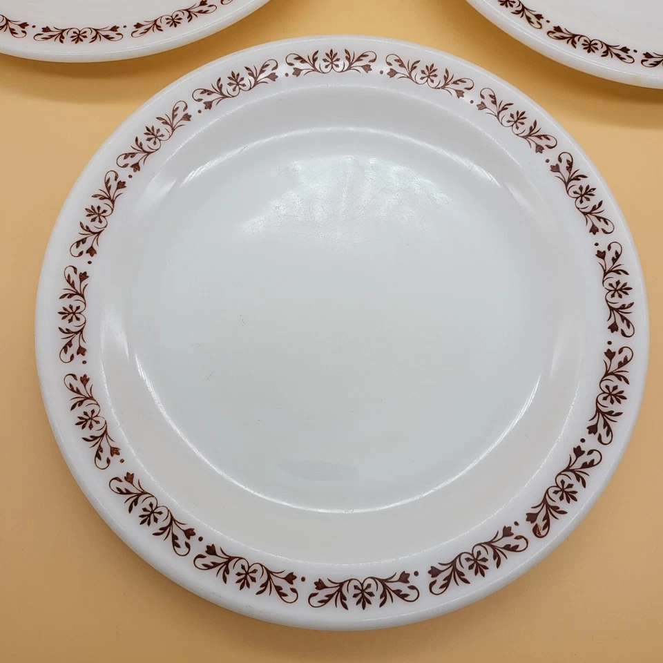 Platos de cena vintage Anchor Hocking 3 vasos de leche de filigrana de cobre marrón #959 Foto 4 de 4