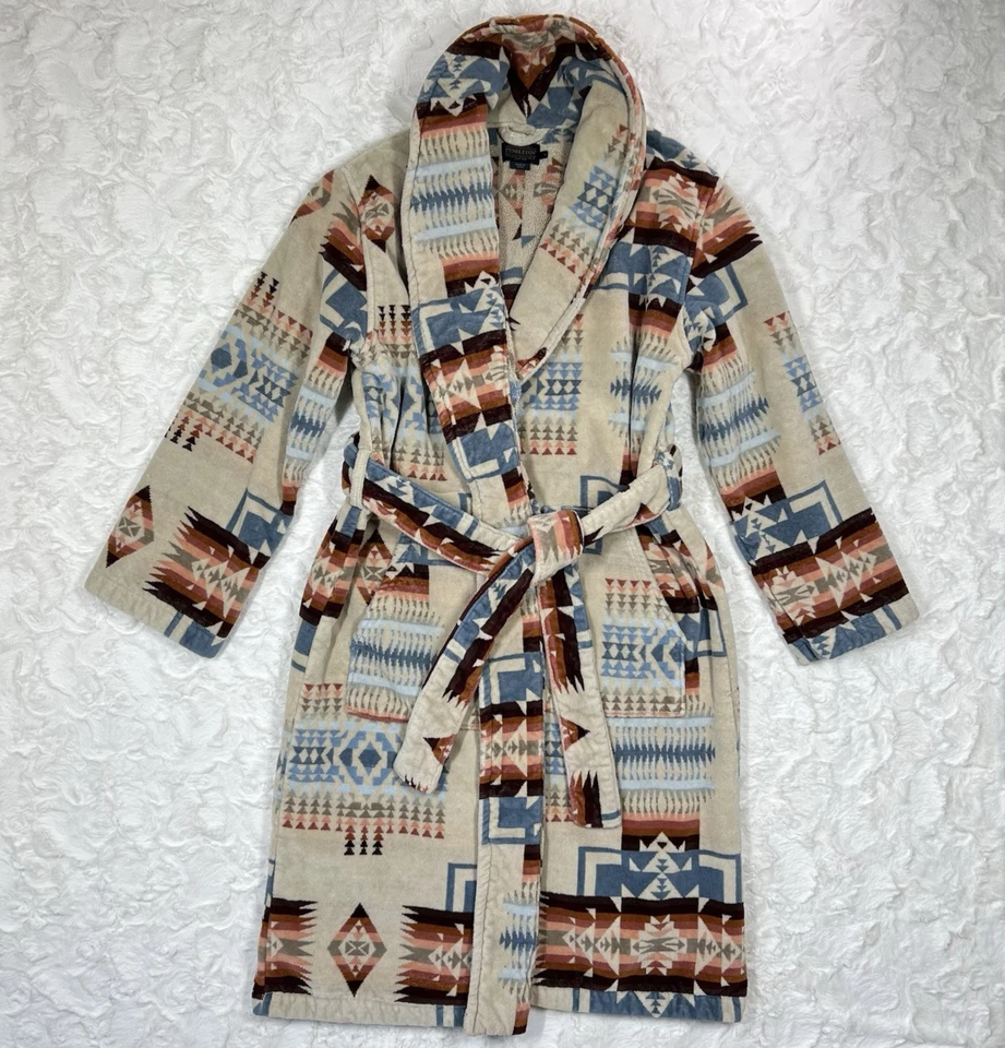Pendleton Chief Joseph Classic Robe Womens L Rosewood Cotton Terry  Southwestern - Image 2 of 4